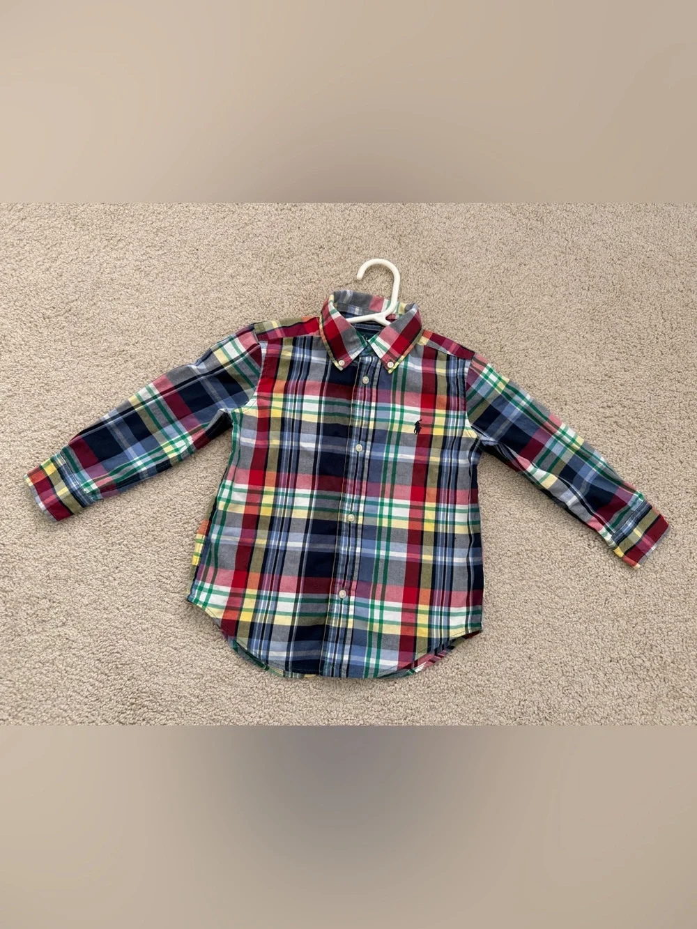Ralph Lauren Boys Plaid Button Down Shirt Size 3/3T Multicolor Pony